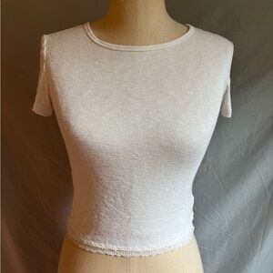 American Eagle Outfitters Cream Short Sleeve Top